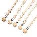 Aolvo 5pcs Baby Pacifier Clip Holder for Unisex Baby with Nature Wooden Teething Beads Nipple Strap Chain Teether Toys Gift for Baby Boy Girls Shower