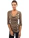 PattyBoutik Women's Cowl Neck Button Embellished Top (Tan M)
