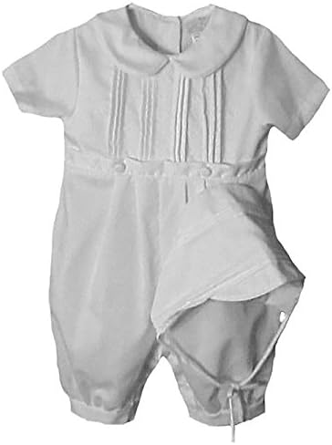 Baby Boys Rompers Pique Christening Baptism Knickers and Hat (3M -24 M)