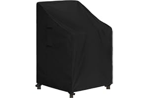 Easy-Going Stackable Patio Chair Cover UV Resistant Outdoor Chair Cover Waterproof Lawn Patio Furniture Covers Fits for 4-6 Stackable Dining Chairs (1 Pack-28Wx36Dx47H inch, Black)