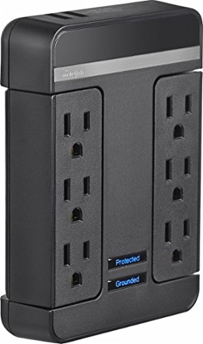 Rocketfish 6-Outlet/2-USB Swivel Wall Tap Surge Protector Black