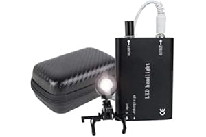 CARESHINE Portable Dental Headlight， Black LED Head Lamp for Surgical Medical Binocular Loupes with Protection Case