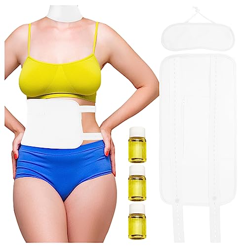 DhsFila Castor Oil Organic Cold Pressed Unrefined(2OZ),Castor Oil Pack Wrap for Liver Clean and Fibroids, Organic Cotton Flannel(waist+neck)