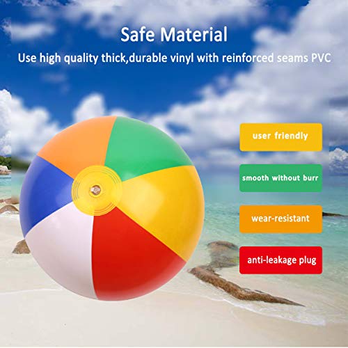SYSAMA Rainbow Beach Balls Inflatable Colorful Beach Ball Pool Toys Pool Balls for Kids Water Fun Play in Summer 12 Inch 8 Pcs