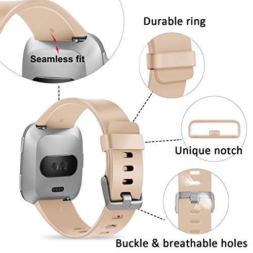 Wepro Bands Replacement Compatible with Fitbit Versa SmartWatch, Versa Lite SE Sports Watch Band Strap Wristband for Women Men Kids, Large, Walnut - Thumbnail 5