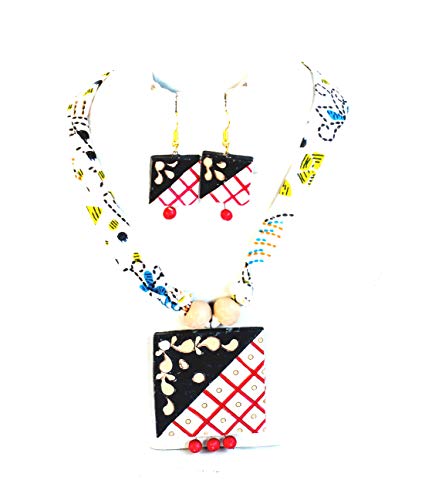 Hydes Indian Ganesha Fashion Jewelry Terracotta Set for Women Set of Necklace and Earrings