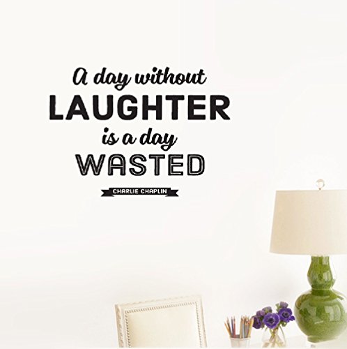 eTheb Wall Sticker Quote A Day Without Laughter is a Day Wasted. Charlie Chaplin Vinyl Wall Decal Inspirational Motivational for Bedroom Living Room