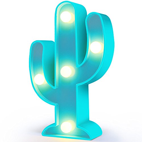 Cactus Decor Mini Cactus Light Cactus Decorations for Party Cactus Lamp for Room Battery Operated Cactus Party Decorations for Party Supplies-Wall Decoration for Kids  Room,Living Room (Blue Cactus)