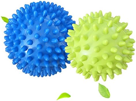 2 Pcs Spiky Massage Roller Balls, Lacrosse Balls for Myofascial Release, Plantar Fasciitis, Pain Relief, Foot Massager,Fits Men Women, Blue(L) &amp; Green(S)