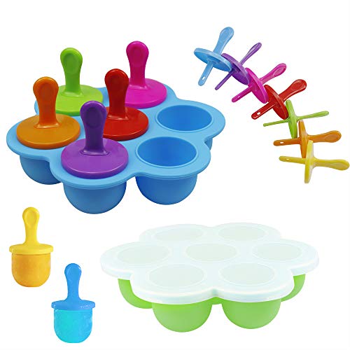 Mity rain 2 Pack Popsicles Molds 7cavity Mini Silicone Ice Pop Mold