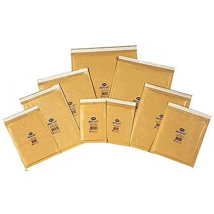 5 of Each Gold Jiffy Airkraft JL000 / JL00 / JL0 / JL1 & JL2 Bubble Lined Padded Mailers
