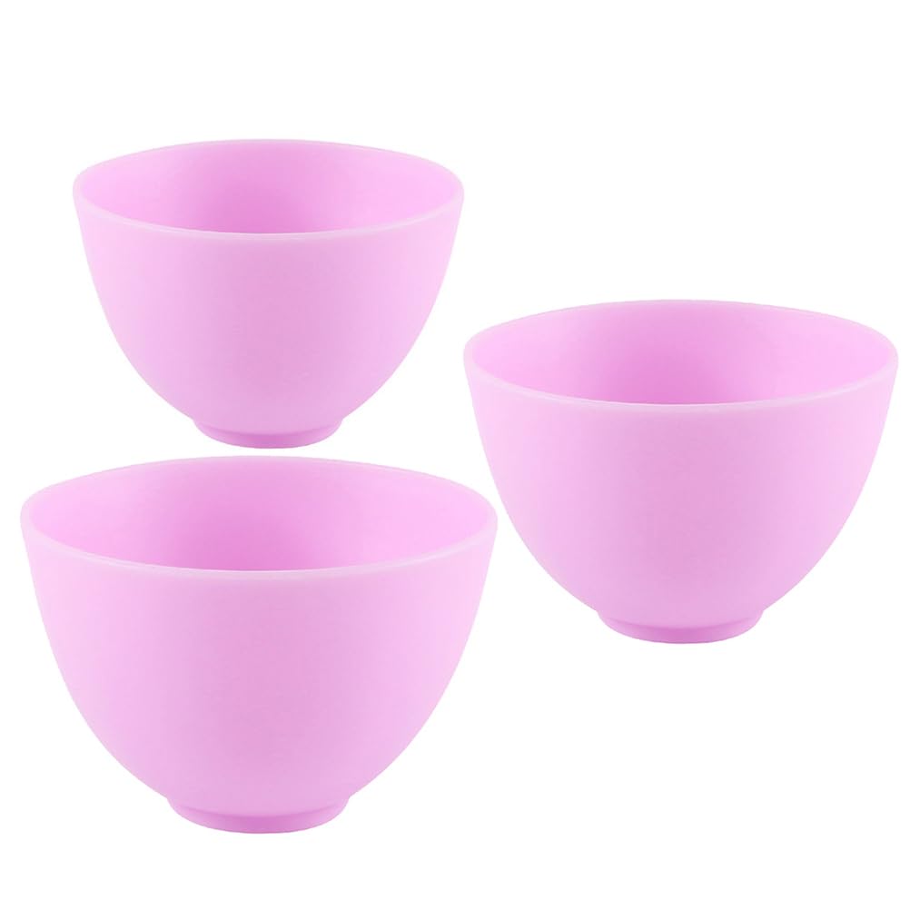 Silicone Bowl Set - 3Pcs Mini Skincare Mixing Bowls for Facial Masks Creams and Lotions - Easy to Clean Portable and Versatile in Purple