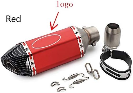 LIWIN Motorbike Accessories Universal Motorcycle Small Hexagonal Exhaust Pipe Modified Muffler Scooter Pit Bike Dirt Motocross for Honda for Yamaha Kawasaki Etc (Color : Red)