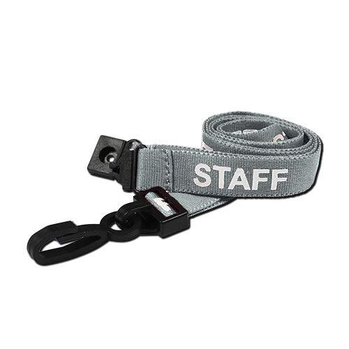 Identity-Plus: Grey Pre-Printed STAFF Lanyard with Plastic J Clip (10)
