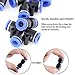 Hilitchi 12 Pcs 15/64” 6mm Od Pneumatic Plastic Push to Connect Fittings Kit Blue 2 Elbows, 2 Union Tee, 2 Y Spliters 2 Straight Unions, 2 Cross Unions, 1 Manifold and Hand Valves- 6mm Combo Pack