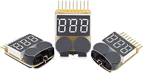 3 pcs RC 1-8s Lipo Li-ion LiMn Li-Fe Battery Checker Cell Spy with Low Voltage Buzzer Alarm and LED Indicator