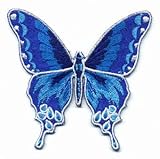 Blue Butterfly Embroidered Iron On Applique Patch