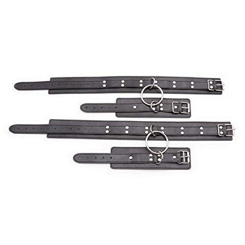 Nadition Clearance,Adjustable Hand Wrist Leg Cuffs Leather Straps Tie Set Couple Bed Restraint Handcuffs (One Size, Black)