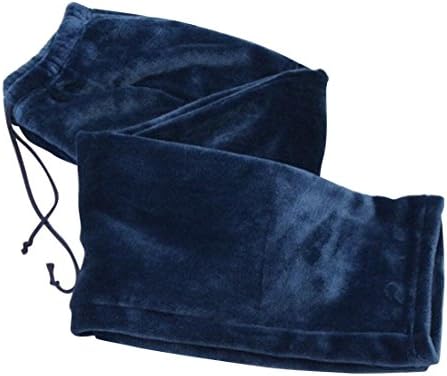 Fensajomon Mens Casual Elastic Waist Belted Solid Color Loose Flannel Pajamas Pants Sapphire Blue S