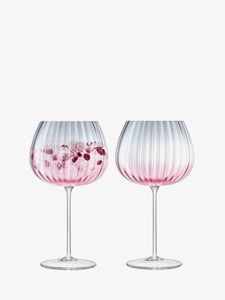 LSA International Dusk Balloon Goblet 650ml Pink/Grey | Set of 2 | Mouthblown & Handmade Glass | Hand Painted | DU04 โ image 1