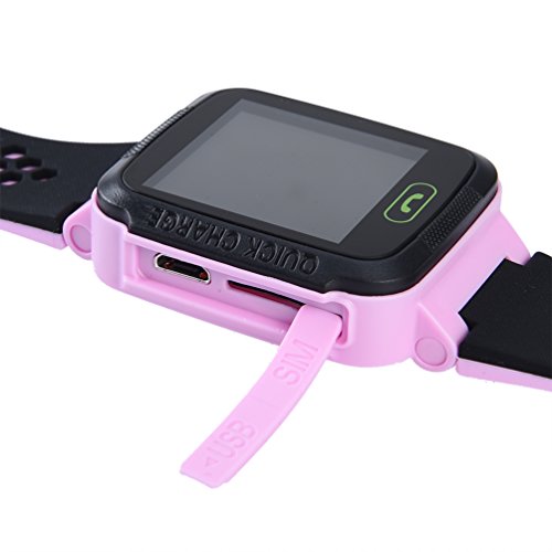 ALLCACA Kids Smart Watch Multi-functional GPS Tracker Anti-lost SOS Smart Bracelet, Suitable for iPhone and Android Smartphone, Black and Pink