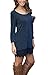 MiYang Women's Long Sleeve A-line Lace Stitching Trim Casual Dress M Blue