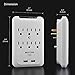 6-Outlet Wall Mount Surge Protector with Dual USB Charging Ports (5V/2.4A), 15A/125V/1875W, ETL Certified, White