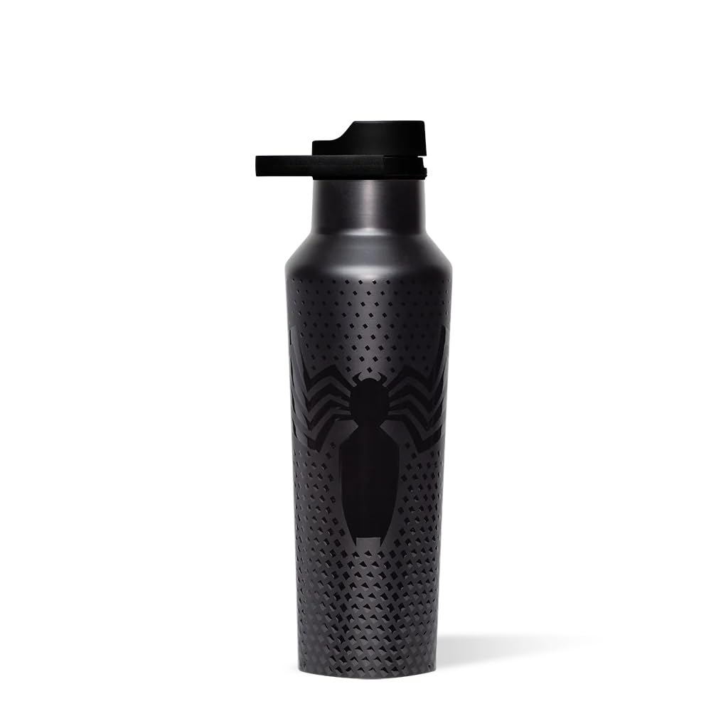 Corkcicle Marvel Sport Canteen - Insulated Stainless Steel Water Bottle - Compact & Travel-Friendly - Durable - Dishwasher Safe - BPA Free - Wide Mouth - Non-Slip Silicone Base - 20 oz - Venom Image
