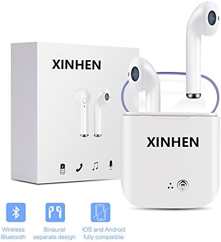 Bluetooth Headphones, XinHen Wireless Earbuds Stereo Earphone Cordless Hand-free Headsets Charging Case for iOS &amp; Android iphone airpods-White