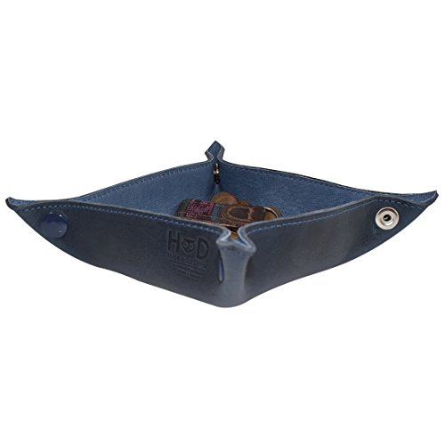 Leather Catchall Change Key Wallet Coin Box Tray Storage Valet Handmade by Hide & Drink :: Blue Leather Catchall Change Key Wallet Coin Box Tray Storage Valet Handmade by Hide & Drink :: Blue