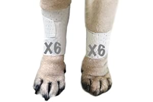 PawFlex Basic Leg Bandages for Dogs, Cats, Pets -First- aid Non Adhesive Fur Friendly, Soft Stretch Wound Care, hot Spots, Fungus, Adjustable Fastening Strap Value Pack (Small 12-Pack)