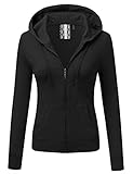 JJ Perfection Women's Solid Knit Stretch Long Sleeve Zip Up Hoodie Jacket