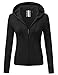 JJ Perfection Women's Solid Knit Stretch Long Sleeve Zip Up Hoodie Jacket
