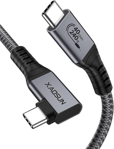 XAOSUN USB4 Cable for Thunderbolt 4 Cable Short 0.3M, 240W Fast Charging & 40Gbps Data Transfer,8K@60Hz Video, 90 Degree USB C Compatible for iPhone 15/Pro/Max, MacBook Pro, iPad Pro & Displays