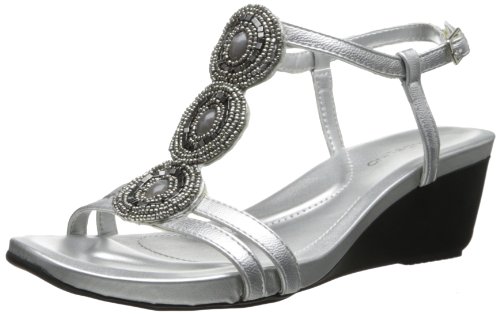 bandolino silver wedge sandals