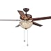 RainierLight Classical Crystal Ceiling Fan Lamp LED Light for Bedroom/Living Room Hotel/Restaurant with 5 Premium Metal Reversible Blades Remote Control 48 Inch