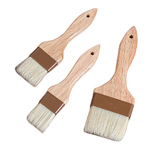 Pastry Brush Natural Bristle Basting Brush Kitchen Oil Brush with Beech Wooden Handle for Spreading Butter, Egg Wash or Marinade to Pastries, Dessert, Bread Dough or Meat (1 inch & 1.5 inch & 3 inch) - Thumbnail 7