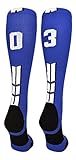 MadSportsStuff Player Id Jersey Number Socks Over The Calf Length Royal and White