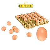 Toyrifik 30 Fake Chicken Eggs on Tray Realistic Egg Toy Food Playset for Kids - Pretend Play Artificial Kitchen Foods - Faux Eggs Home Decor