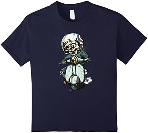 unisex-child Skeleton Riding A Motorbike Shirt - Funny Skull Shirt 12 Navy