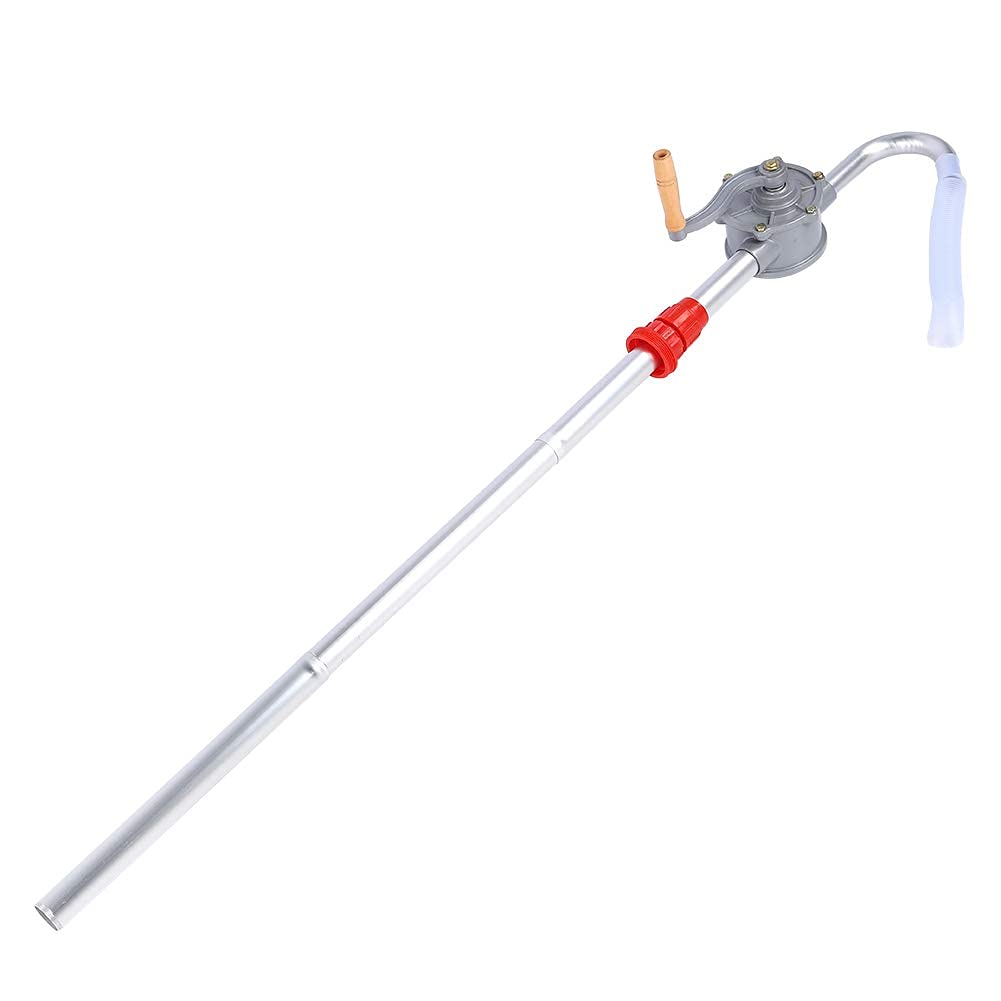 Oil Barrel Pump Rotary, 124cm Hand Crank Pump Manual Transfer Oil Drum Pump Aluminum Alloy Oil Pump Extractor Tool, for Pumping Petrol Fuel Liquids in Barrels