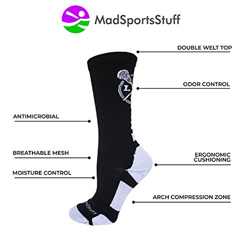 image for MadSportsStuff LAX Lacrosse Socks with Lacrosse Sticks Athletic Crew S
