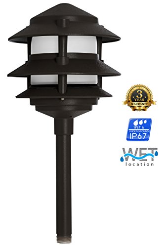 Westgate Lighting LED Area Light-Solid Brass Pagoda Light- Warm White Landscape Lighting-Pagoda Light with Integrated SMD LED Tower-3 Year Unlimited Warranty (4 Black)