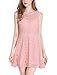Allegra K Women's Sleeveless Semi Sheer Yoke Floral Lace Mini Flare Dress XS Pink
