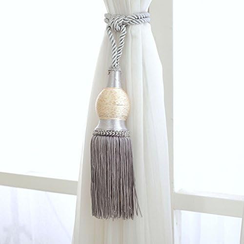 Hfkm One Pair of Classic Curtain Buckle Style Large Luxury Curtain Rope Tieback Tassels (Grey)