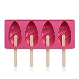 Silicone Ice Pop Molds, Beasea Popsicle Mold Ice Pop Maker BPA Free, Reusable with 50 Wooden Sticks and Lid