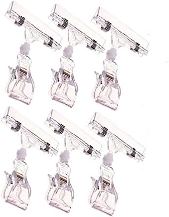 Polkar 6Pcs Transparent Color Plastic Rotatable POP Clip Merchandise Sign Display Clip Label Display Clip