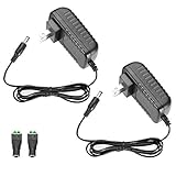LE Power Adapter, 2A, AC 100-240V to DC 12V Transformer, 24W Switching Power Supply, US Plug Power Converter for LED Strip Light and More, Pack of 2