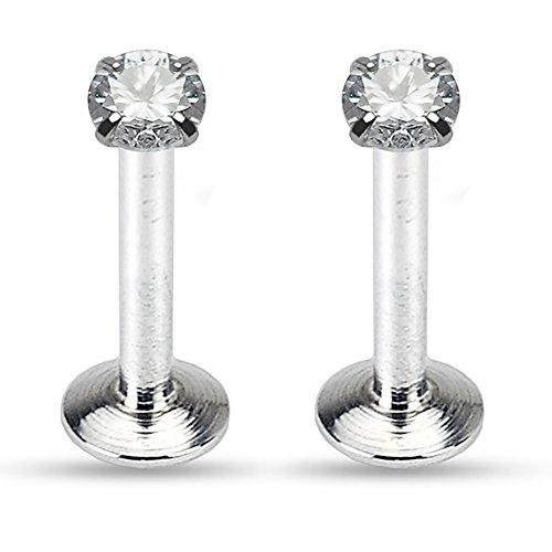 16G CZ Labret Monroe Lip Piercing Rings Studs Helix Tragus Ear Cubic Zirconia
