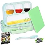 Bento Lunch Box Set | Eco-Friendly, BPA Free, Leakproof Container & Airtight Lid | For Healthy, Dry & Liquid Food, Portion Control, Meal Prep, Adults & Kids | Includes Spoon & lunch bag | By SaferMeal